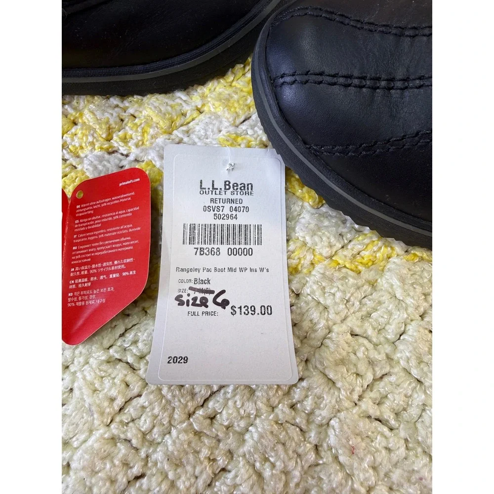 LL Bean Rangeley Pac Boot Mid Waterproof Insulated Black Winter Boots Women 6 - Picture 5 of 16